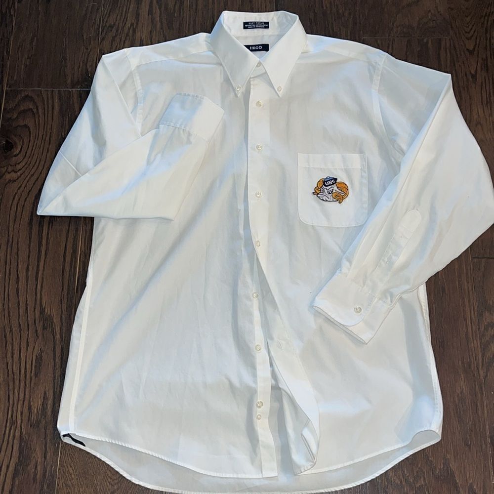 UNC North Carolina Tar Heels LS Button Work Rameses Mascot Pocket Business Shirt